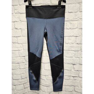 UNDER ARMOUR COLD GEAR M COMPRESSION BLACK BLUE ANKLE LOGO LEGGINGS